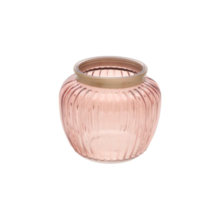 Rund Räfflad Ljusstake Rosa