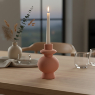 Rund Keramisk Ljusstake Terrakotta