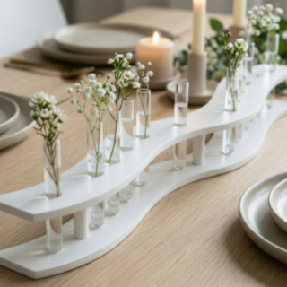 Vågformat Trä Centerpiece Vit