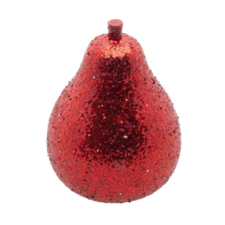 Glitterpäron Juldekoration Röd