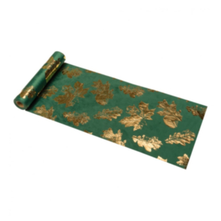 Velour Guldblad Bordslöpare Grön