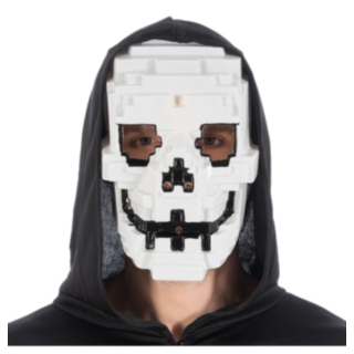 Pixel Gamer Dödskalle Mask Vit