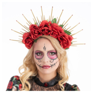 Day of the Dead Blomsterkrona Hårband Röd