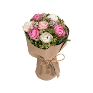 Konstgjord Rosbukett Vit/Rosa