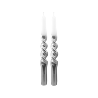 Metalliska Spiral Stearinljus Vit/Silver