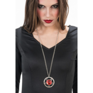 Sataniskt Pentagram Halsband Röd