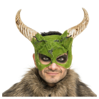 Monster Med Horn Mask Grön