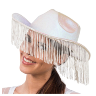 Glittrande Cowboyhatt Med Fransar Vit