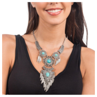 Bohemiskt Festivalhalsband Turkos