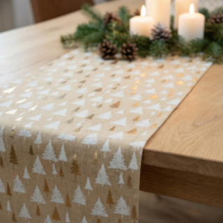 Julgranar Bordslöpare Vit/Guld