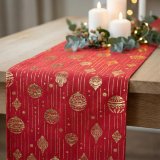 Julgranskulor Bordslöpare Röd/Guld