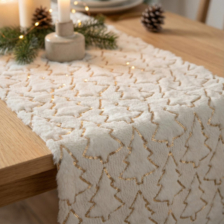 Glitter Julgranar Bordslöpare Vit/Guld