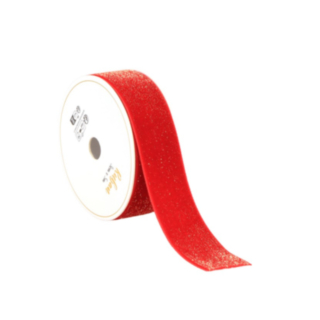 Velour Glitterband Röd