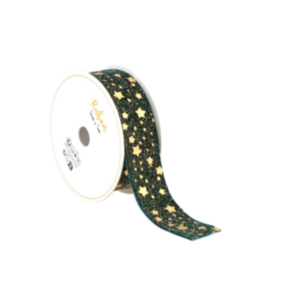 Velour Stjärnband Grön/Guld