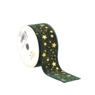 Velour Stjärnband Grön/Guld