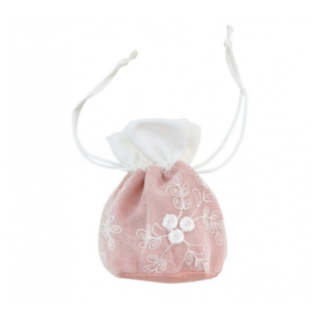 Broderad Tygpåse Ljusrosa
