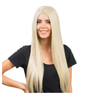 Lång Platt Peruk Blond