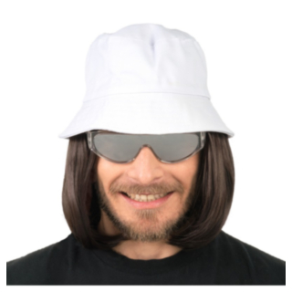 Peruk Med Vit Bucket Hat
