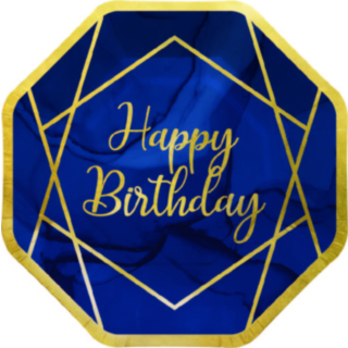 Navy & Gold Happy Birthday Tallrikar