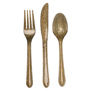 Guld Glitter Plast Bestick