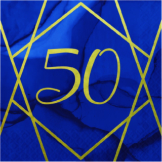 50-års Servetter Marinblå/Guld