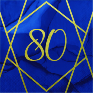 80-års Servetter Marinblå/Guld