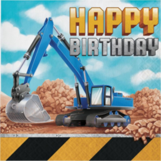 Byggarbetsplats Happy BirthdayServetter
