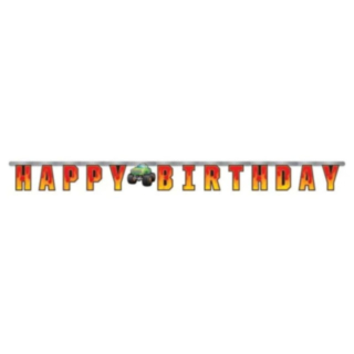 Monster Truck Happy Birthday Banner