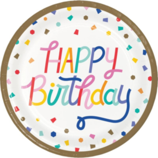 Konfetti Happy Birthday Middagstallrikar