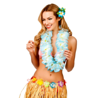 Deluxe Hawaiikrans Ljusblå