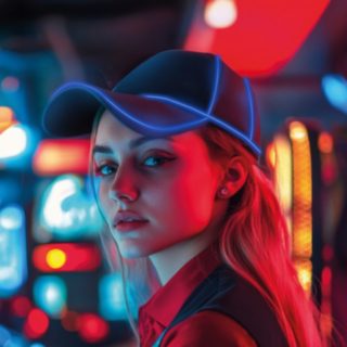 Neon LED Keps Blå