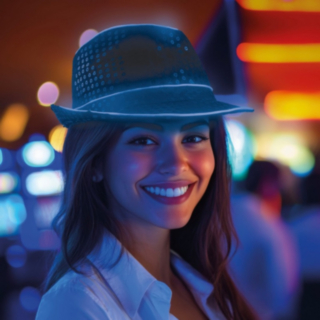 Paljett LED Fedora Blå