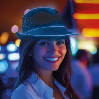 Paljett LED Fedora Blå