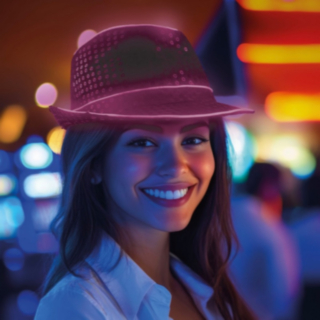 Paljett LED Fedora Lila