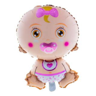 Babyfigur Folieballong Ljusrosa