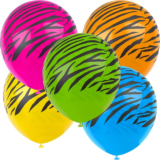 Zebra Latexballonger Neonmix