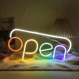 Open Neonskylt Regnbåge