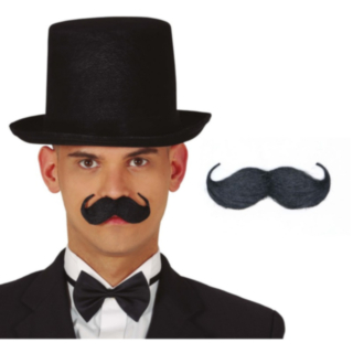 Engelsk Gentleman Mustasch Svart