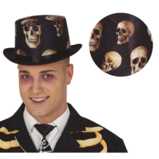 Dödskalle Hög Hatt Svart