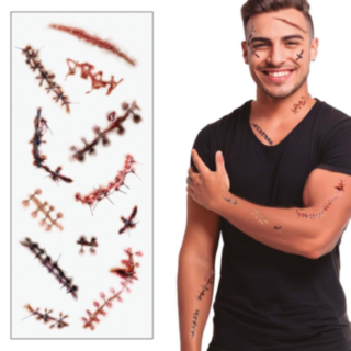 Blodiga Ärr Falska Tatueringar