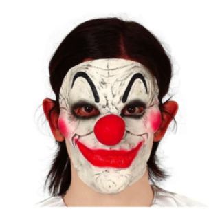 Halloween Clown Halvmask Vit/Röd