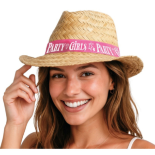 Party Girls Stråhatt Beige/Rosa