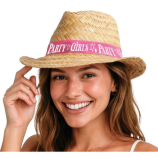 Party Girls Stråhatt Beige/Rosa