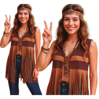 Boho Hippie Fransväst Brun