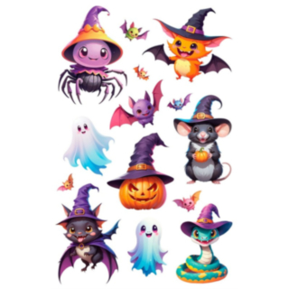 Söta Halloweenfigurer Klistermärken
