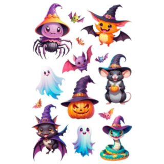 Söta Halloweenfigurer Klistermärken