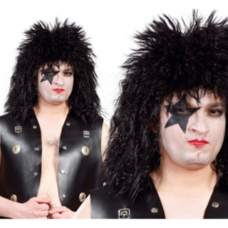 Rockstjärna Kiss Peruk Svart