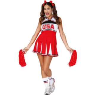 USA Cheerleader Maskeraddräkt Röd/Vit
