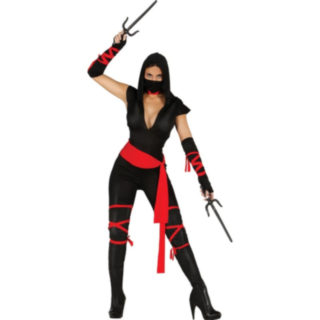 Ninja Kvinna Maskeraddräkt Svart/Röd