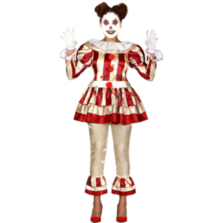 Horror Clown Klänning Maskeraddräkt Röd/Vit